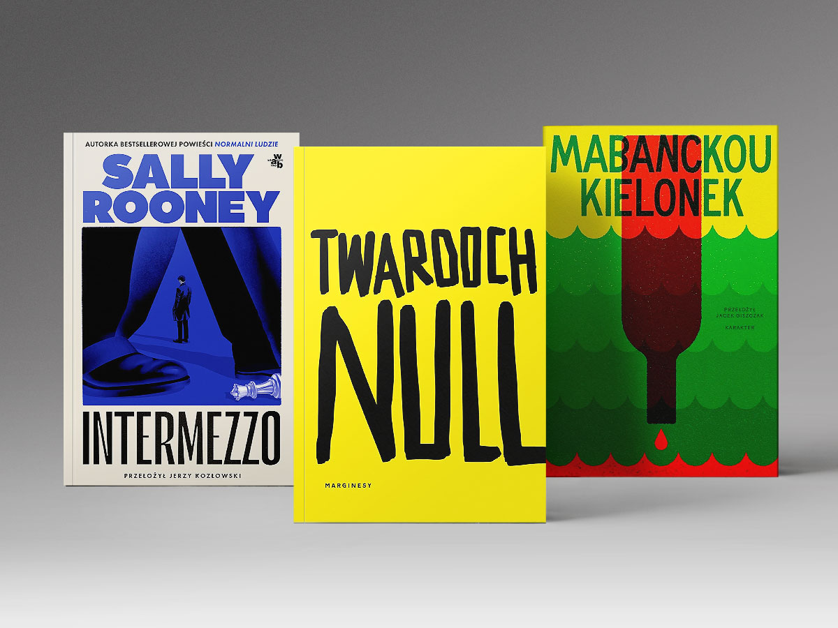 Trzy książki na grafice: Intermezzo, Null i Kielonek.