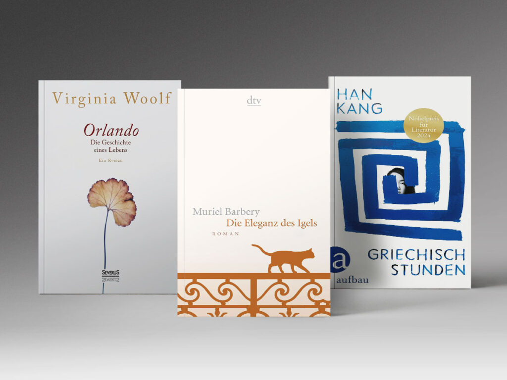 3 Bücher: Orlando. Die Geschichte eines Lebens, Die Eleganz des Igels, Griechischstunden.