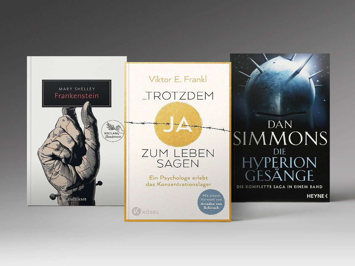 Drei Bücher: Hyperion, …trotzdem Ja zum Leben sagen, Frankenstein.