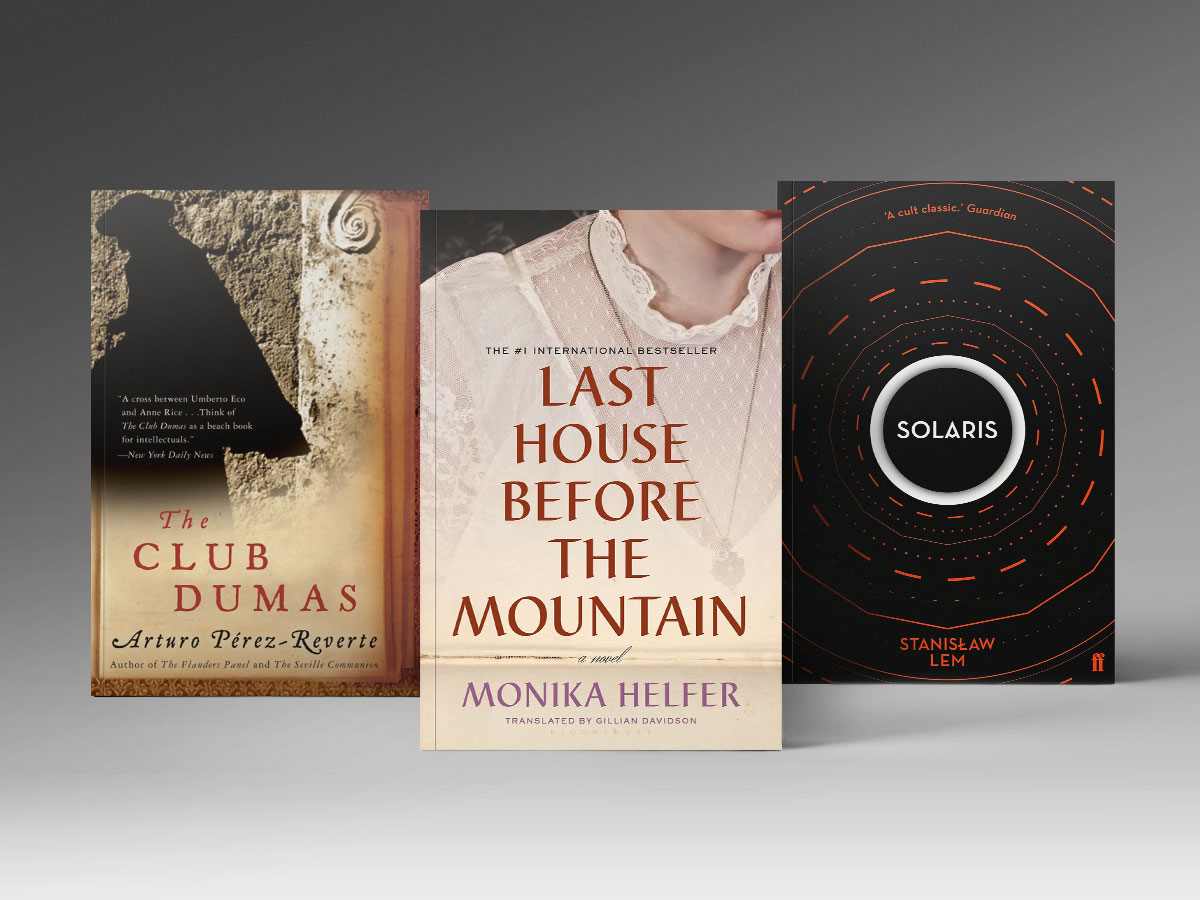 Three books: The Club Dumas, Last House Before the Mountain, Solaris.