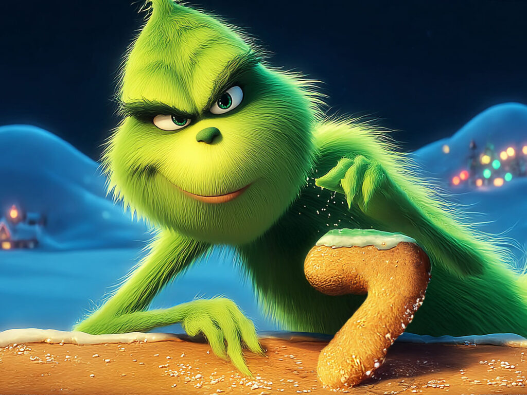 The Green Grinch and the gingerbread seven with green icing.