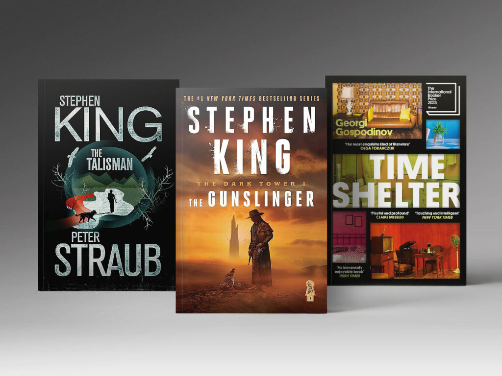Three books: “Time Shelter”, “The Dark Tower I: The Gunslinger”, “The Talisman”